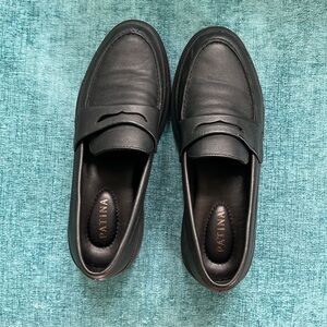 Patina Black Leather Loafers
